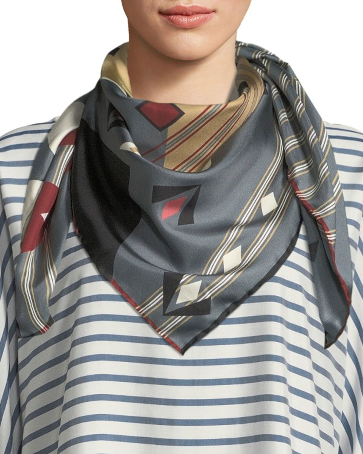 Lafayette 148 New York Bauhaus Veritas Silk Twill Scarf
