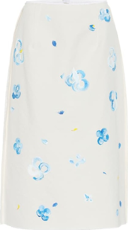 Marni Floral cotton blend midi skirt