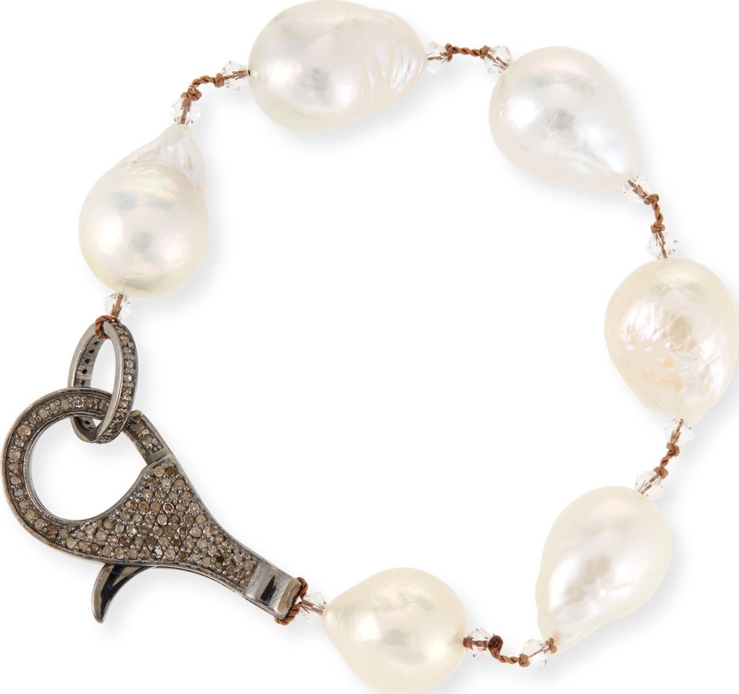 Margo Morrison Baroque Pearl Bracelet w/ Diamond Clasp