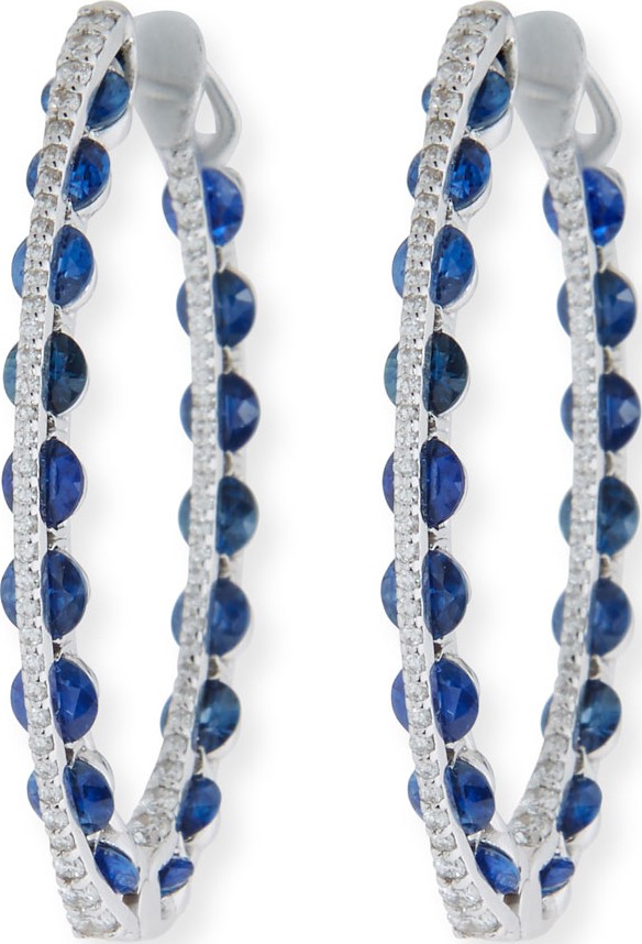 Miseno Marea 18k White Gold Diamond & Sapphire Hoop Earrings