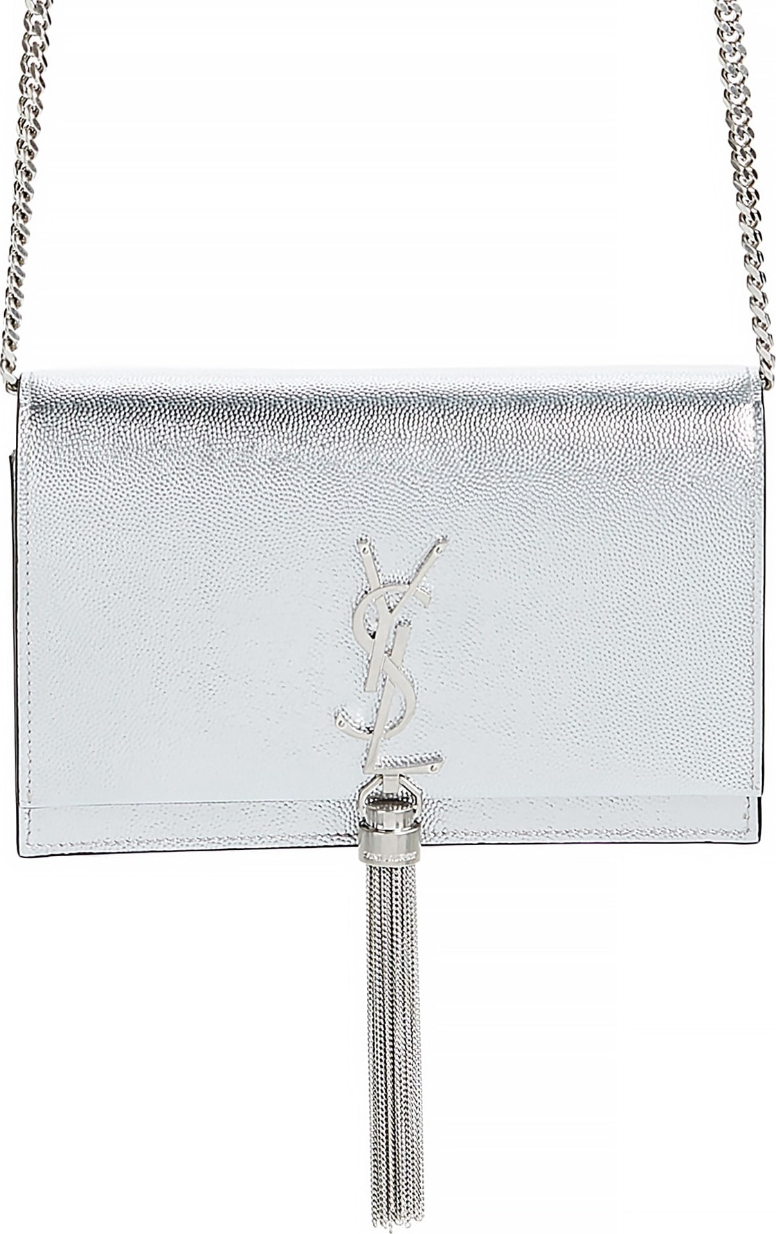 Saint Laurent Kate Metallic Leather Wallet on a Chain