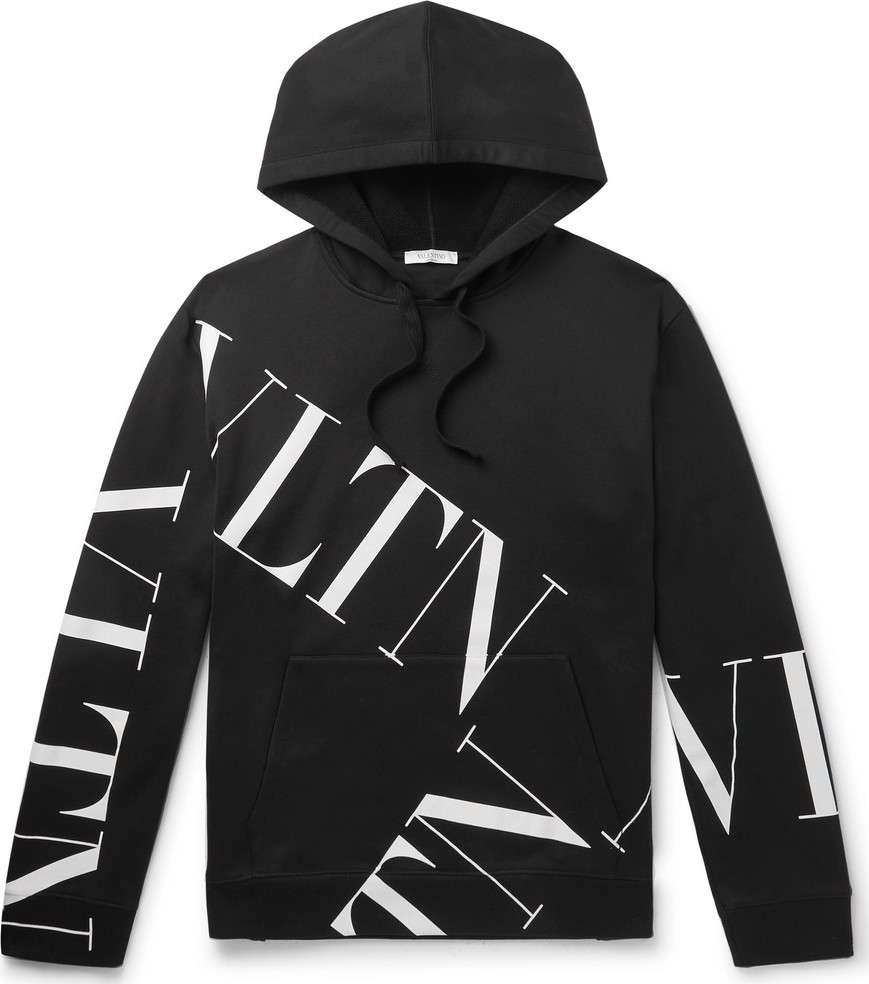 Valentino Logo-Print Loopback Cotton-Blend Jersey Hoodie