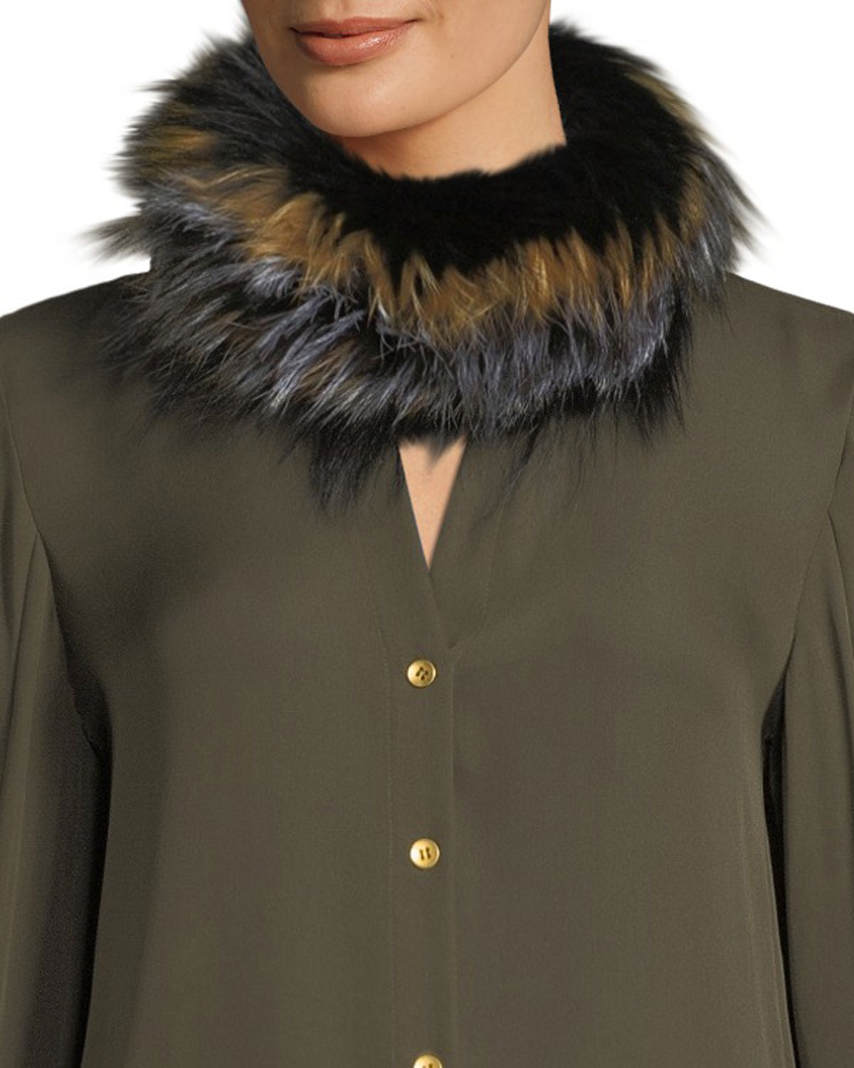 Surell Textile Knit Fur Infinity Scarf