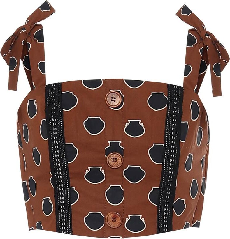 Johanna Ortiz Las Salinas printed cotton crop top