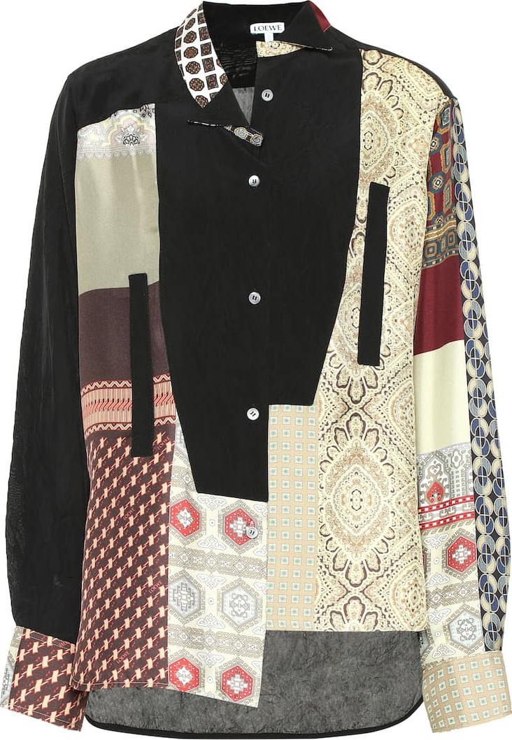 LOEWE Patchwork silk-blend shirt