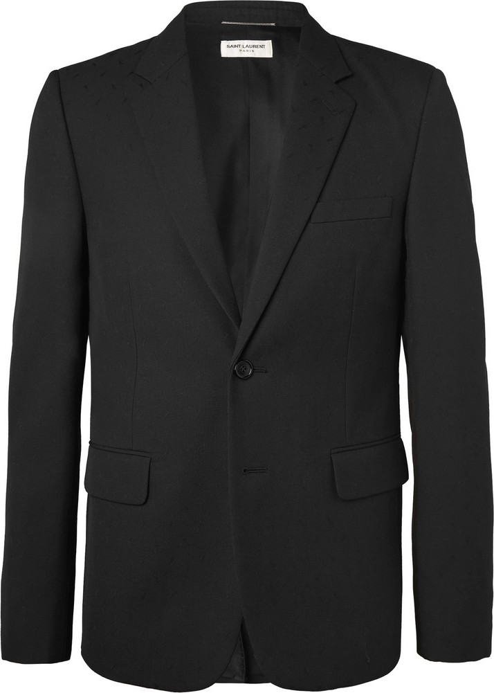 Saint Laurent Black Slim-Fit Virgin Wool-Jacquard Suit Jacket