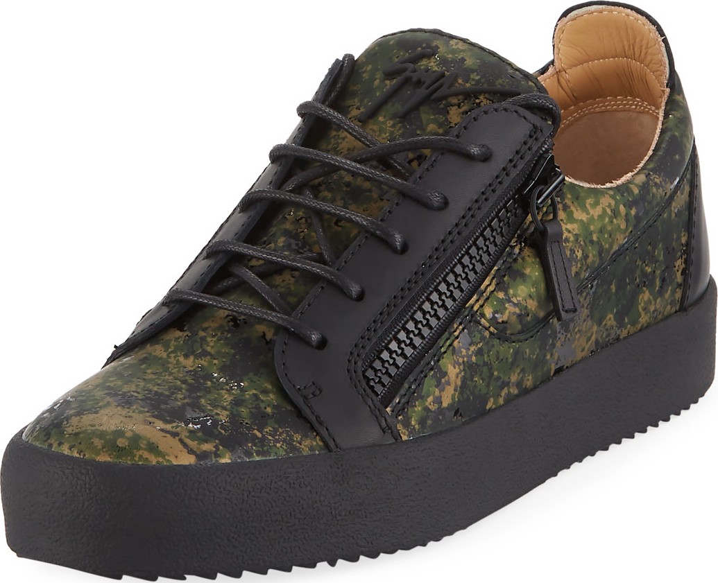 Giuseppe Zanotti Men's Splatter-Print Leather Low-Top Leather Sneakers Giuseppe Zanotti Men's Splatter-Print Leather Low-Top Leather Sneakers