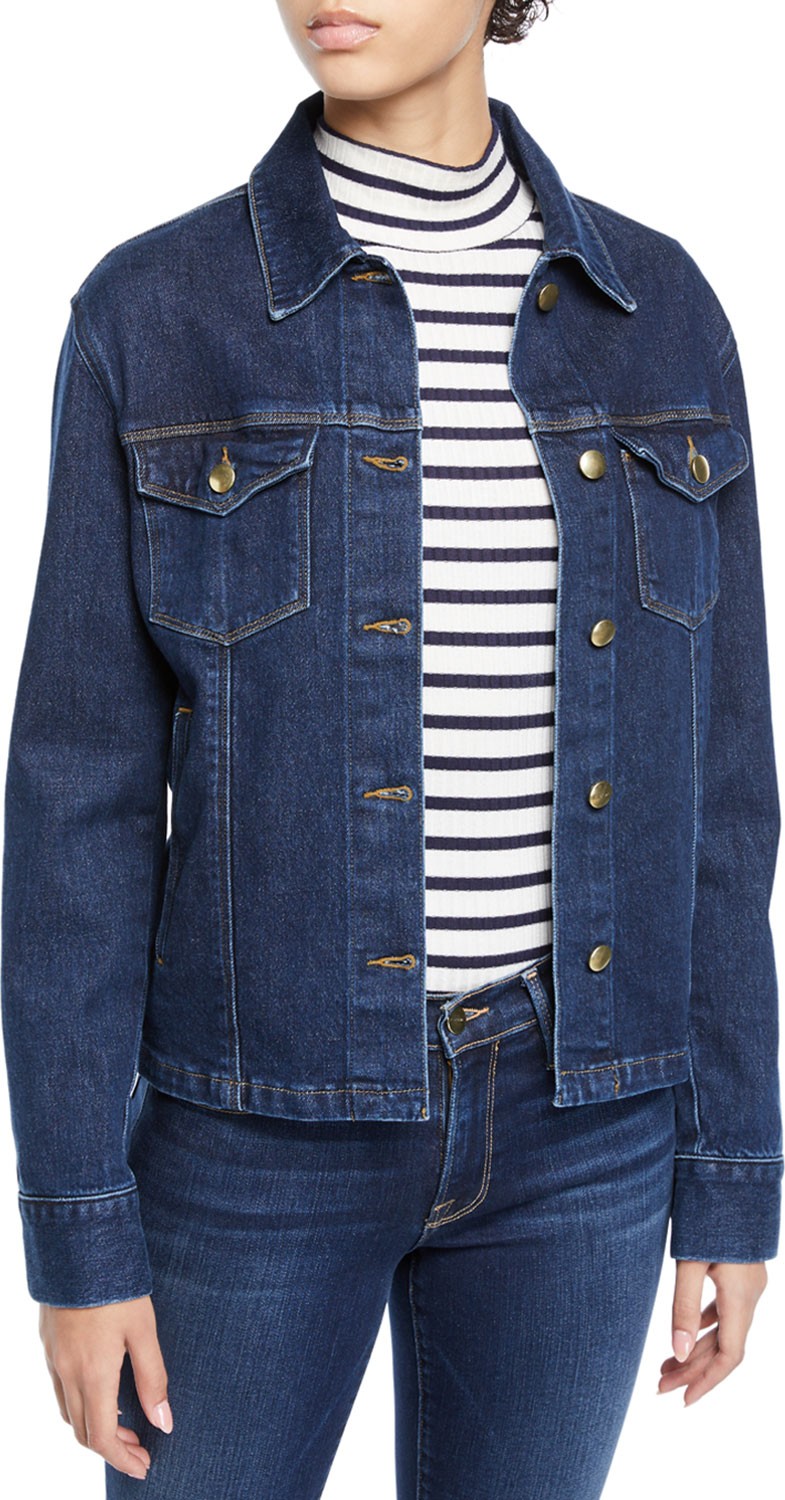 FRAME DENIM Snap-Sleeve Denim Trucker Jacket