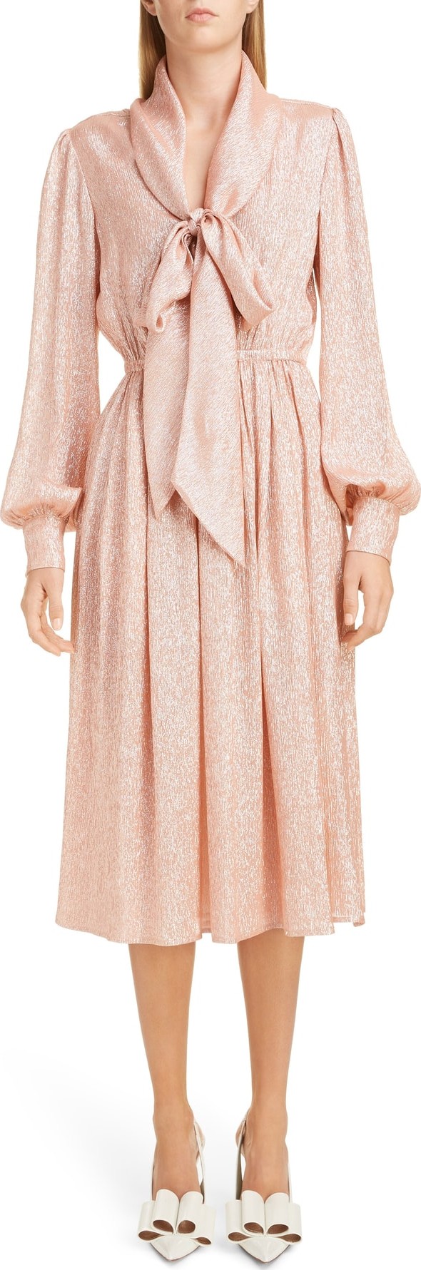 MARC JACOBS Tie Neck Lamé Dress