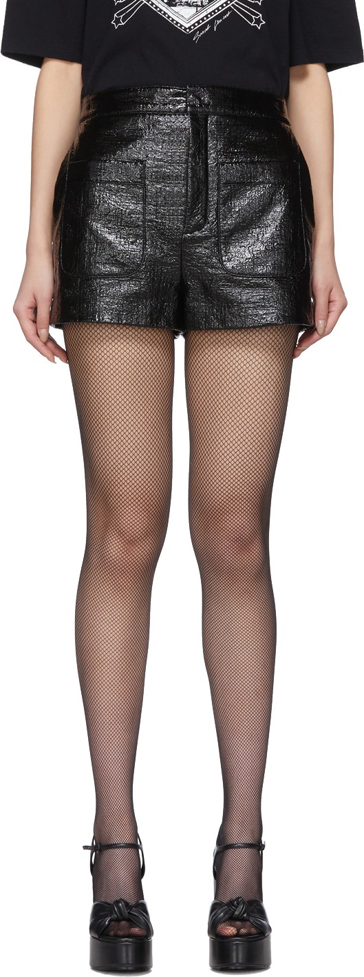 Saint Laurent Black Coated Shorts