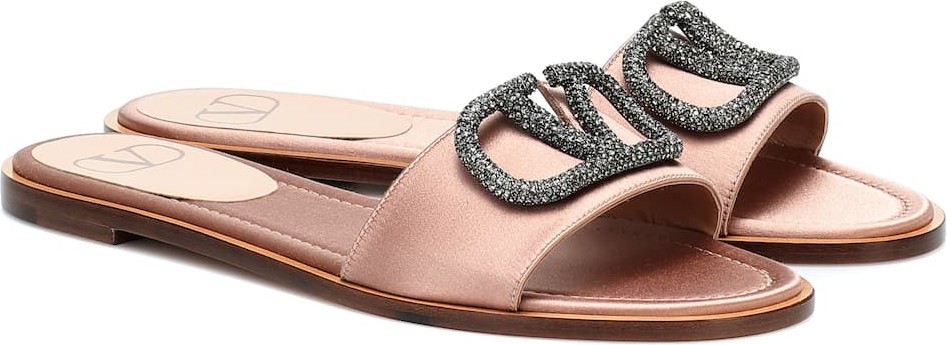 Valentino Valentino Garavani VLOGO Glow embellished satin slides