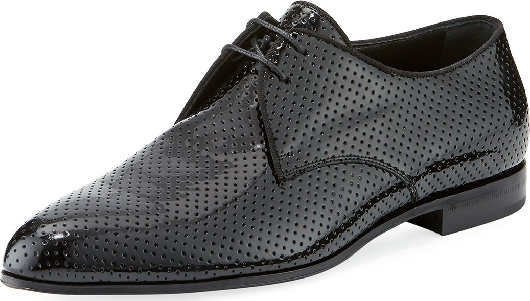 Saint Laurent Smoking Perforated Patent Leather Derby Shoe
