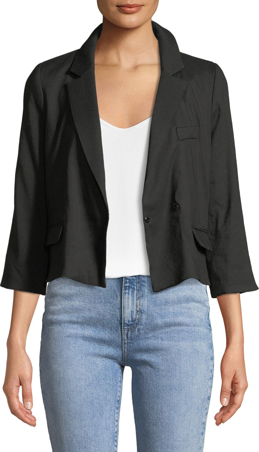 MILLY 3/4-Sleeve Cropped Blazer