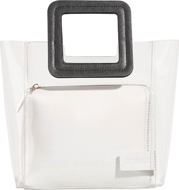 Staud Shirley Colorblock Mini Tote Bag, Black/White