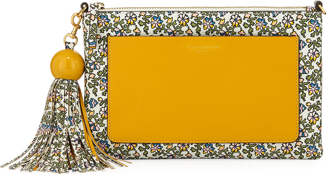 Tory Burch Colorblock Printed  Tassel Crossbody Bag