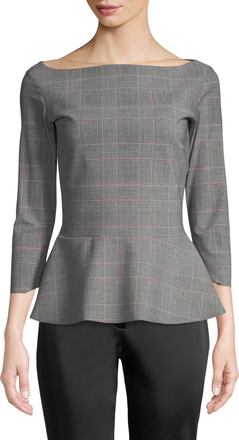 La Petite Robe di Chiara Boni Niky Plaid Peplum Top