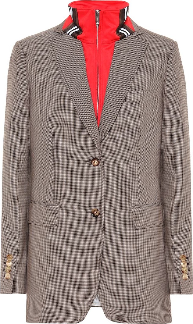 Burberry London England Checked wool and cotton blazer