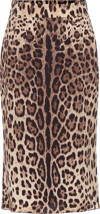 Dolce & Gabbana Leopard-print stretch-silk skirt