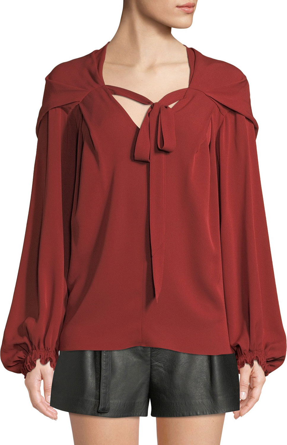 3.1 Phillip Lim V-Neck Full-Sleeve Silk Blouse