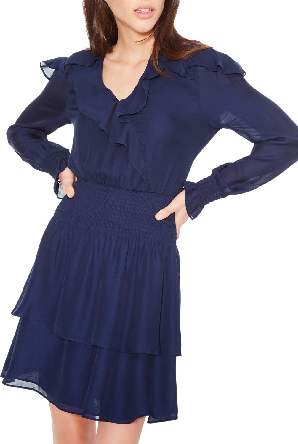 Parker Maisy Ruffled Long-Sleeve Short Dress