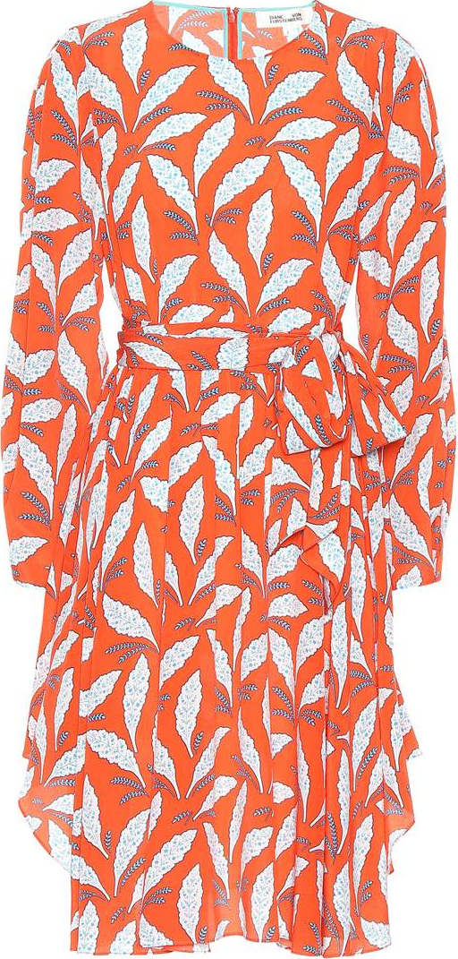 DIANE von FURSTENBERG Leaf-printed silk dress