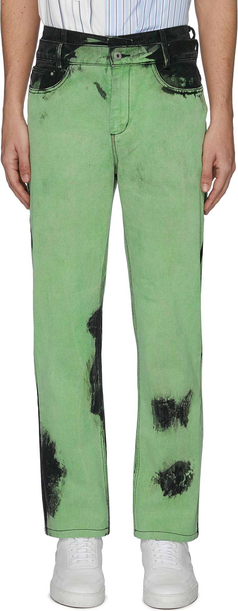 Feng Chen Wang Acid wash layered jeans