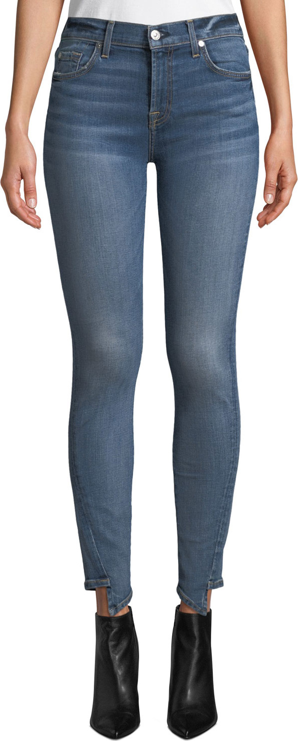 7 For All Mankind Mid-Rise Ankle Skinny Jeans with Step Hem