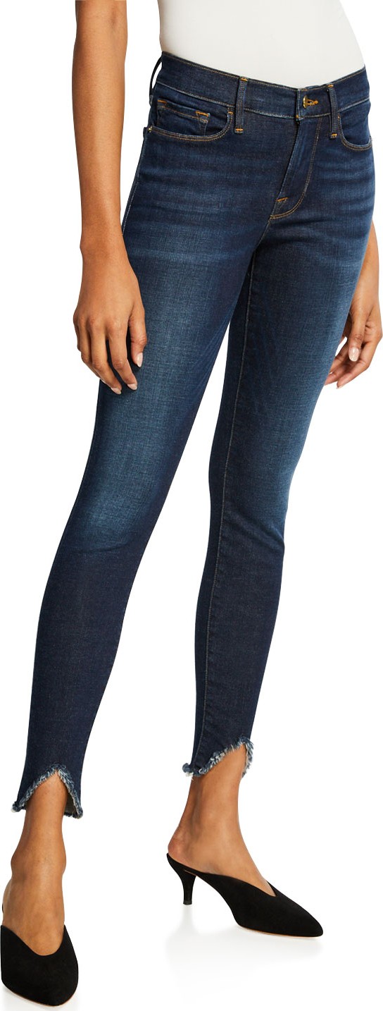 FRAME DENIM Le Skinny De Jeanne Raw-Hem Mid-Rise Jeans