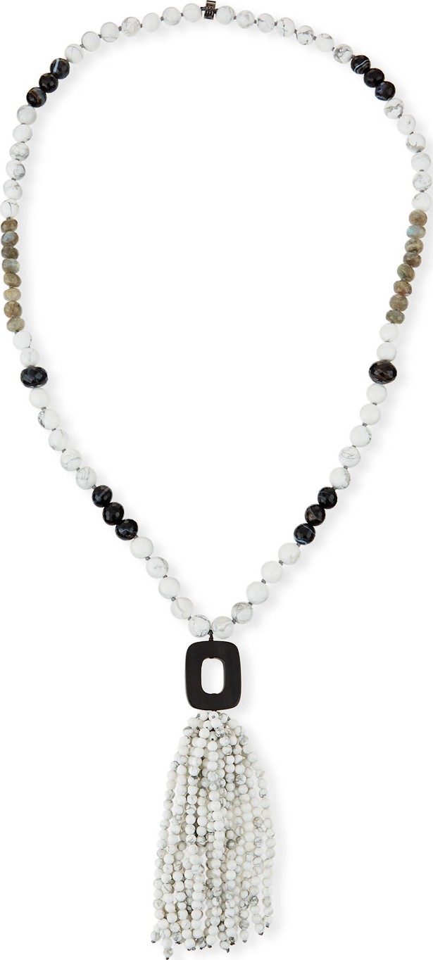 NEST Jewelry White Howlite & Agate Tassel Necklace