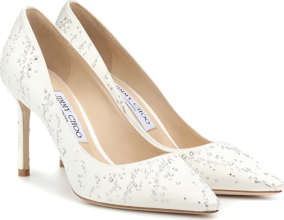 Jimmy Choo Romy 85 crystal satin pumps