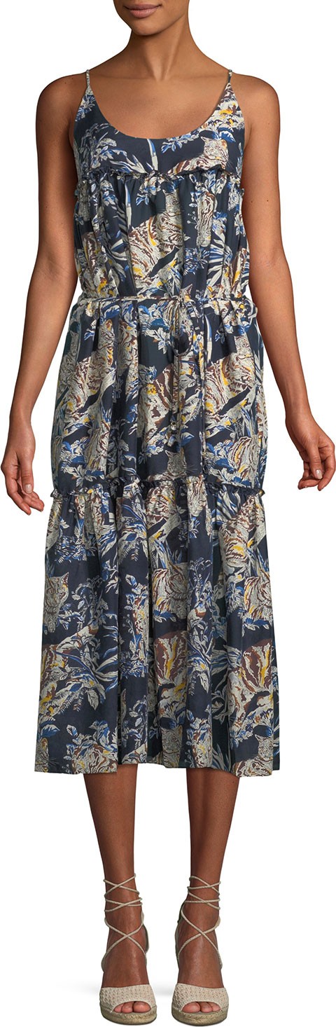 Stella McCartney Jungle Print Cotton-Silk Midi Coverup Dress