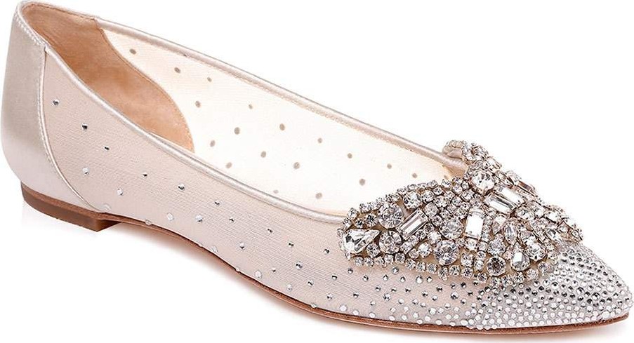 Badgley Mischka Quinn Embellished Mesh Flats
