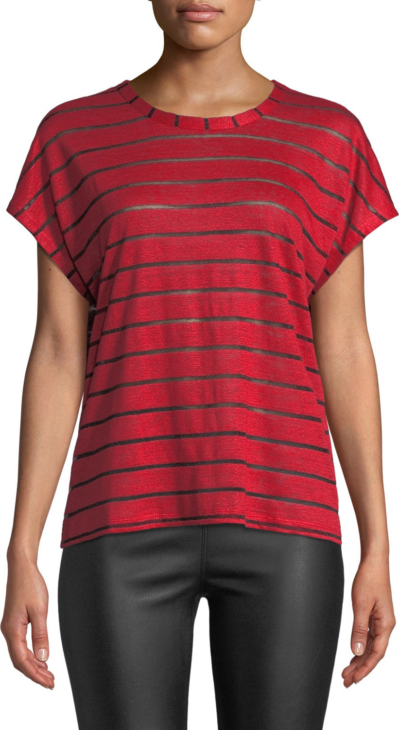 RtA Dawn Striped Linen Crewneck Tee