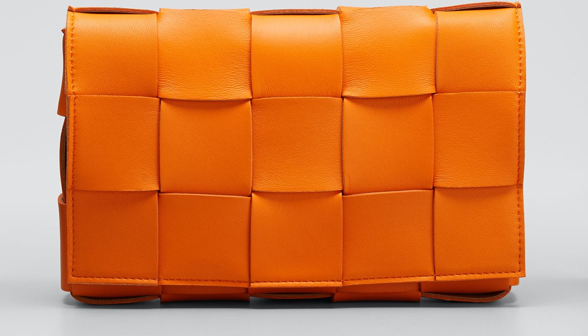 Bottega Veneta Cassette Woven Napa Crossbody Bag with Contrast Interior