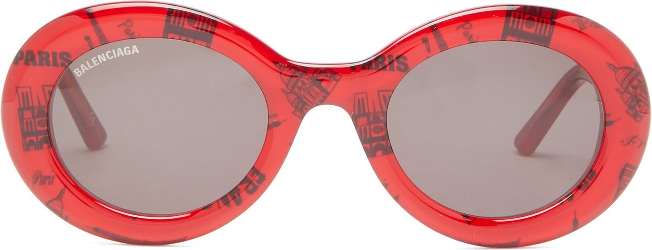Balenciaga Round Paris-print acetate sunglasses