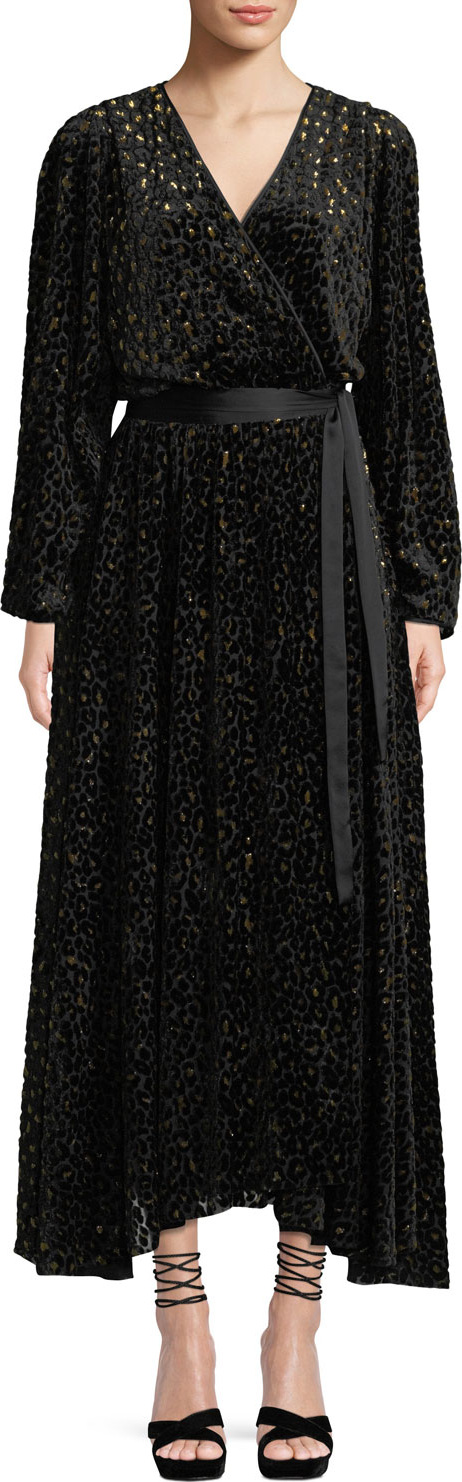 DIANE von FURSTENBERG Metallic Animal-Print Velvet Devore Wrap Dress