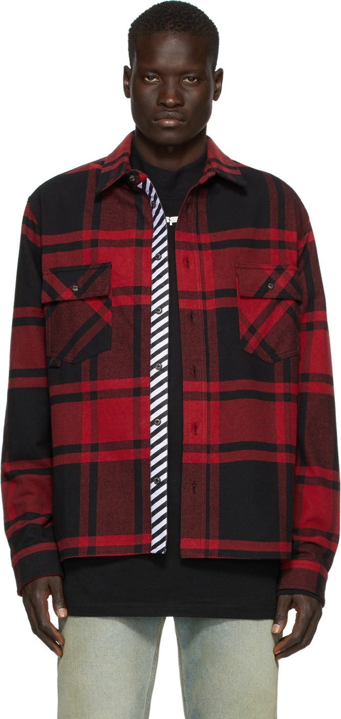 Off White SSENSE Exclusive Black & Red Stencil Shirt