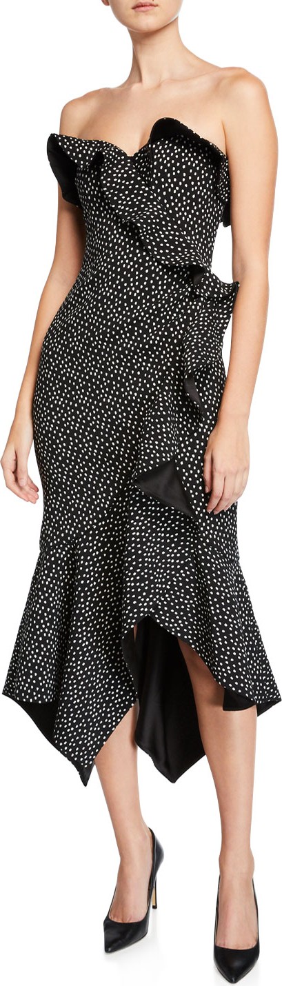 Jonathan Simkhai Speckle-Print Bustier Ruffle Dress