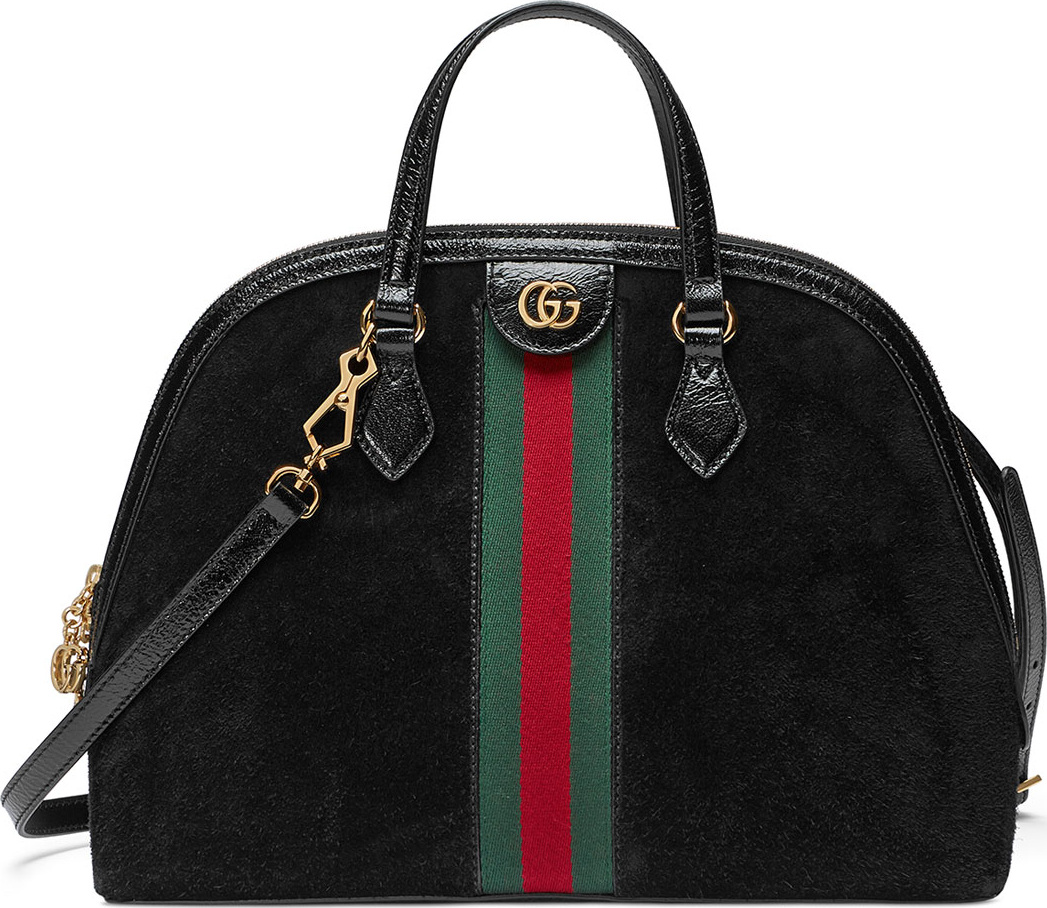Gucci Ophidia Medium Web Suede Top-Handle Bag