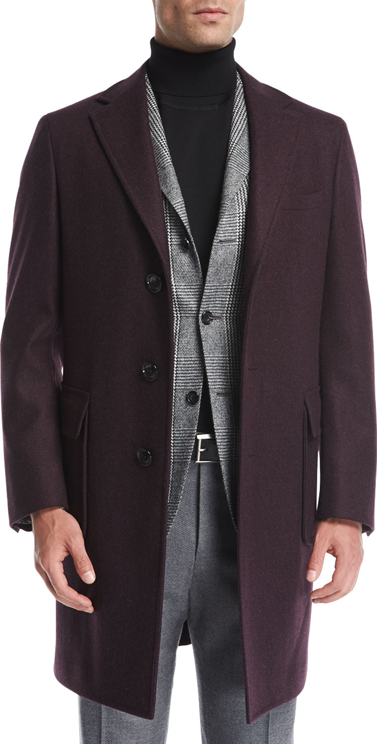 Canali Wool Single-Breasted Top Coat