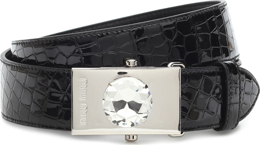 Miu Miu Croc-effect patent leather belt