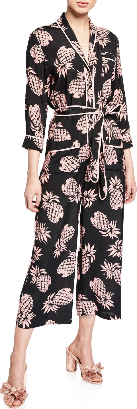 Le Superbe Beatnik Pineapple-Print Cropped Jumpsuit
