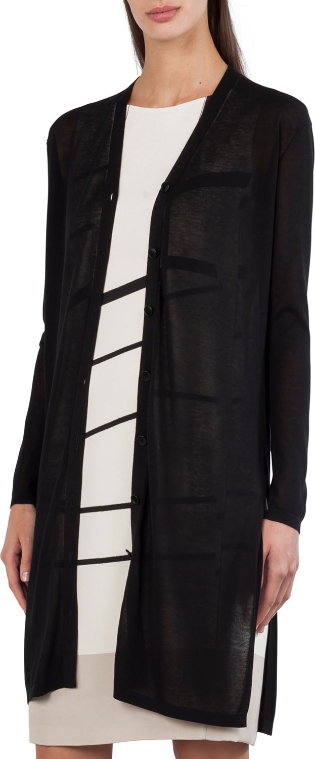 Akris Long-Sleeve Button-Front Cardigan with Side Slits