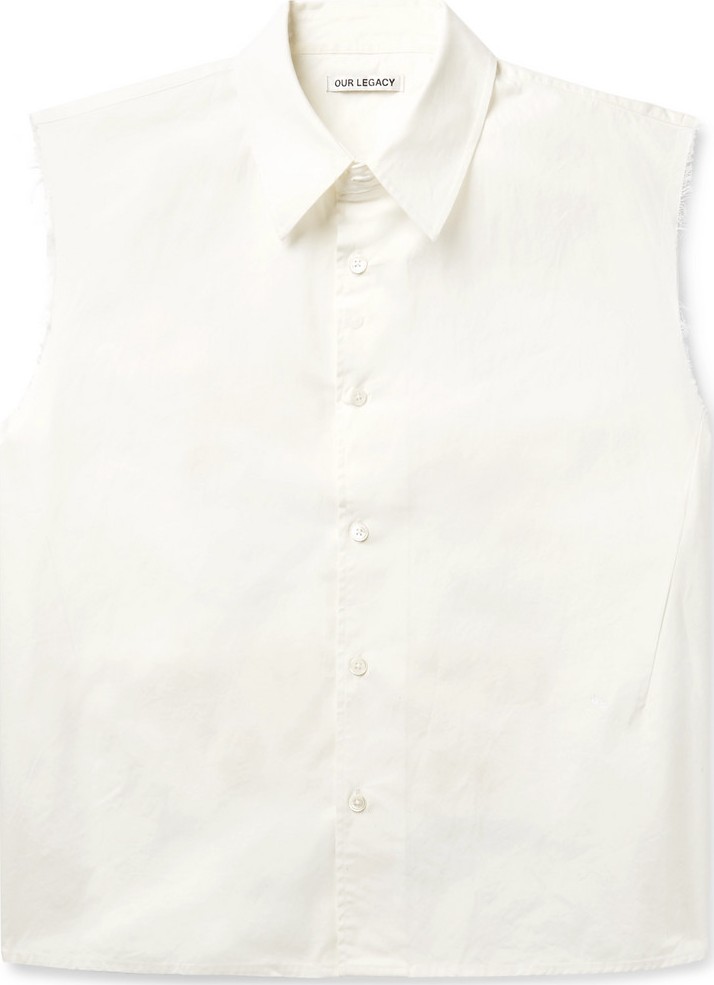 Our Legacy Distressed Printed Cotton-Poplin Shirt