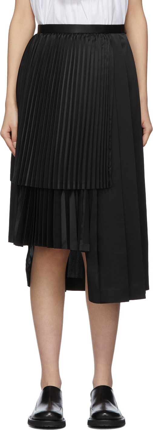 Noir Kei Ninomiya Black Layered Pleated Skirt