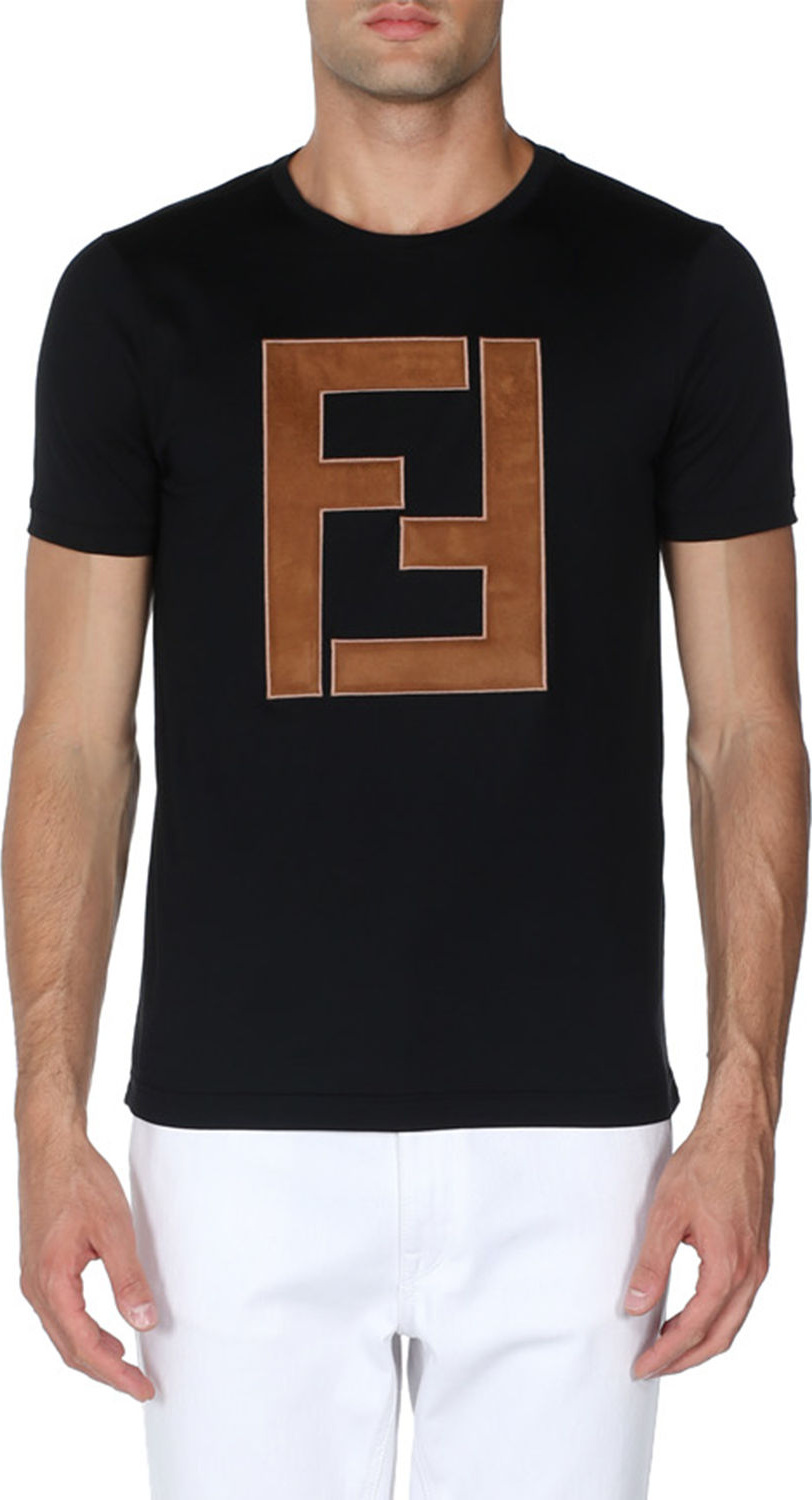 Fendi Faux-Leather Logo T-Shirt