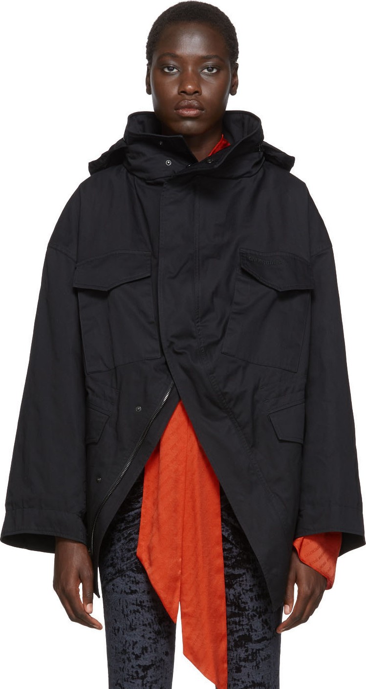 Balenciaga Black Cotton Twill Swing Jacket