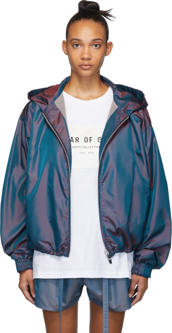 Fear of God Blue Iridescent Zip-Up Hoodie