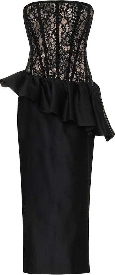 Rasario Lace and satin midi dress