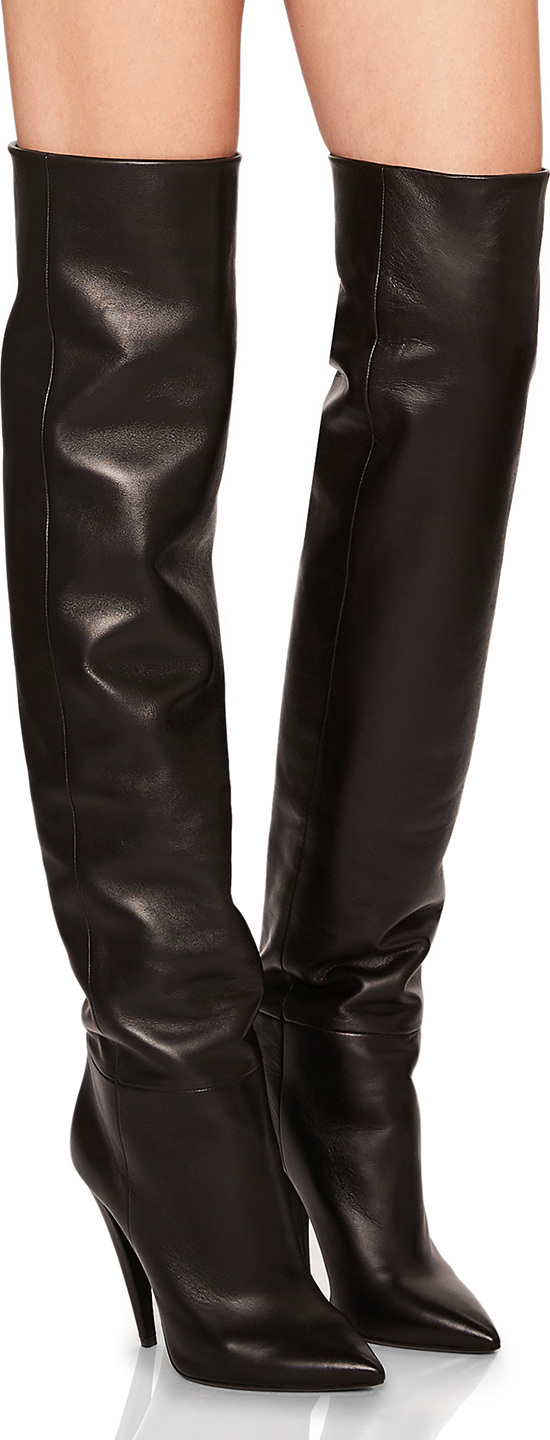 Saint Laurent Era Leather Thigh High Boots